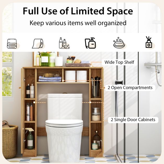 Cost Toilet Toiletkast met Dubbele Deur - Hout - Bruin -  87,5x18x98 cm