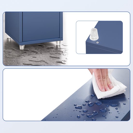 SoBuy Badkamerkasten hoog - Opbergkast met Verstelbare Planken en Lade - Kolomkast Badkamer - Blauw, 20x20x180cm, BZR34-II-B - voor Badkamer, Woonkamer, Slaapkamer