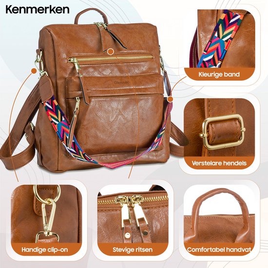 Glennoo rugzak - Rugtas dames - Waterdicht - Klein - Anti-diefstal Vakje - Rug-, Schouder-, Handtas