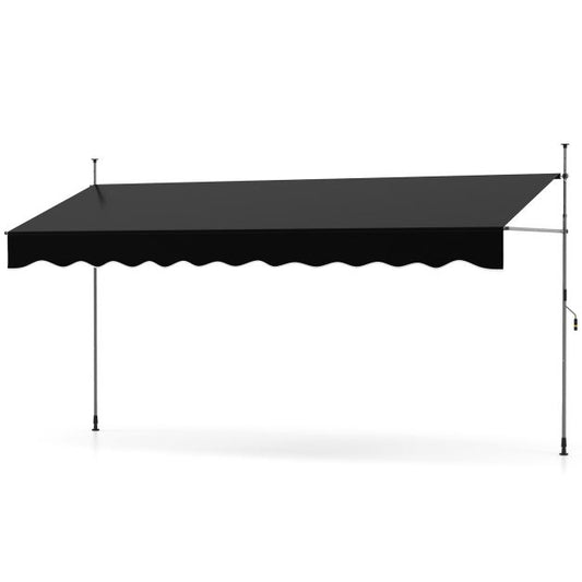 Coast Zonnescherm Zonder Boren – 400 x 120 x 210-300 cm – Zwart – Handmatig Uitschuifbaar & Hoogteverstelbaar
