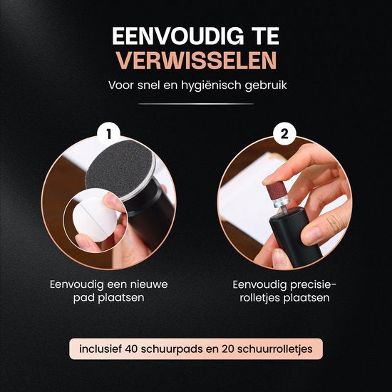 Beeperfect® Elektrische Eeltverwijderaar Pro - Voetvijl - Eeltvijl - 60 Eeltschijven en 20 Schuurrollen - Met Oplaadstation