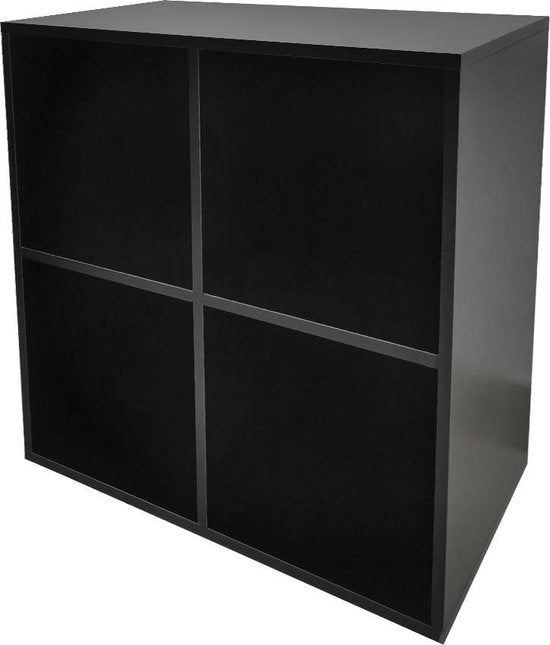 Platen vinyl lp opbergkast - opbergen lp vinyl platen - boekenkast - 4 vakken - zwart