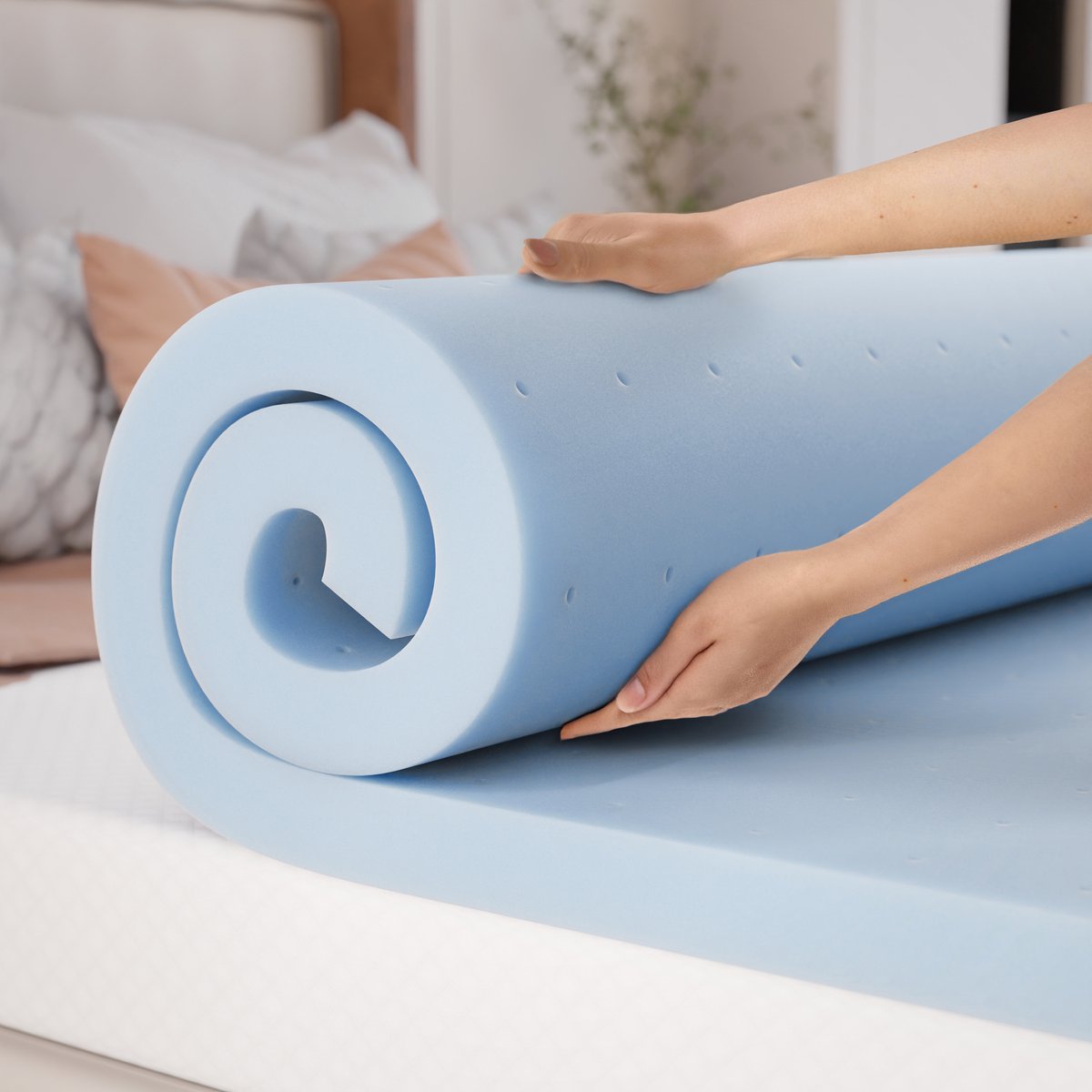 CozySense® Traagschuim Topper 120x200 - Matras Topper met Open Luchtkanalen voor Ademend Comfort - Gel-Geïnfuseerd - CertiPUR-US® - Medium - 6 cm
