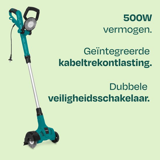 VONROC Elektrische Onkruidborstel 500W - voegenreiniger - verwijderen – telescopisch handvat - incl. staal- en nylonborstel