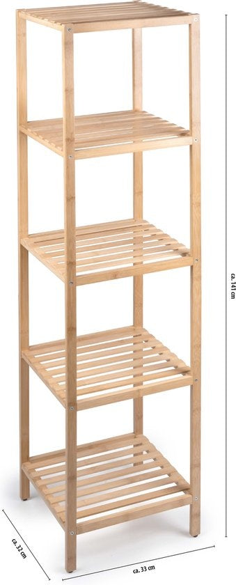 alpina Badkamerrek 5-laags - Badkamermeubel - 32x33x141cm - Bamboe