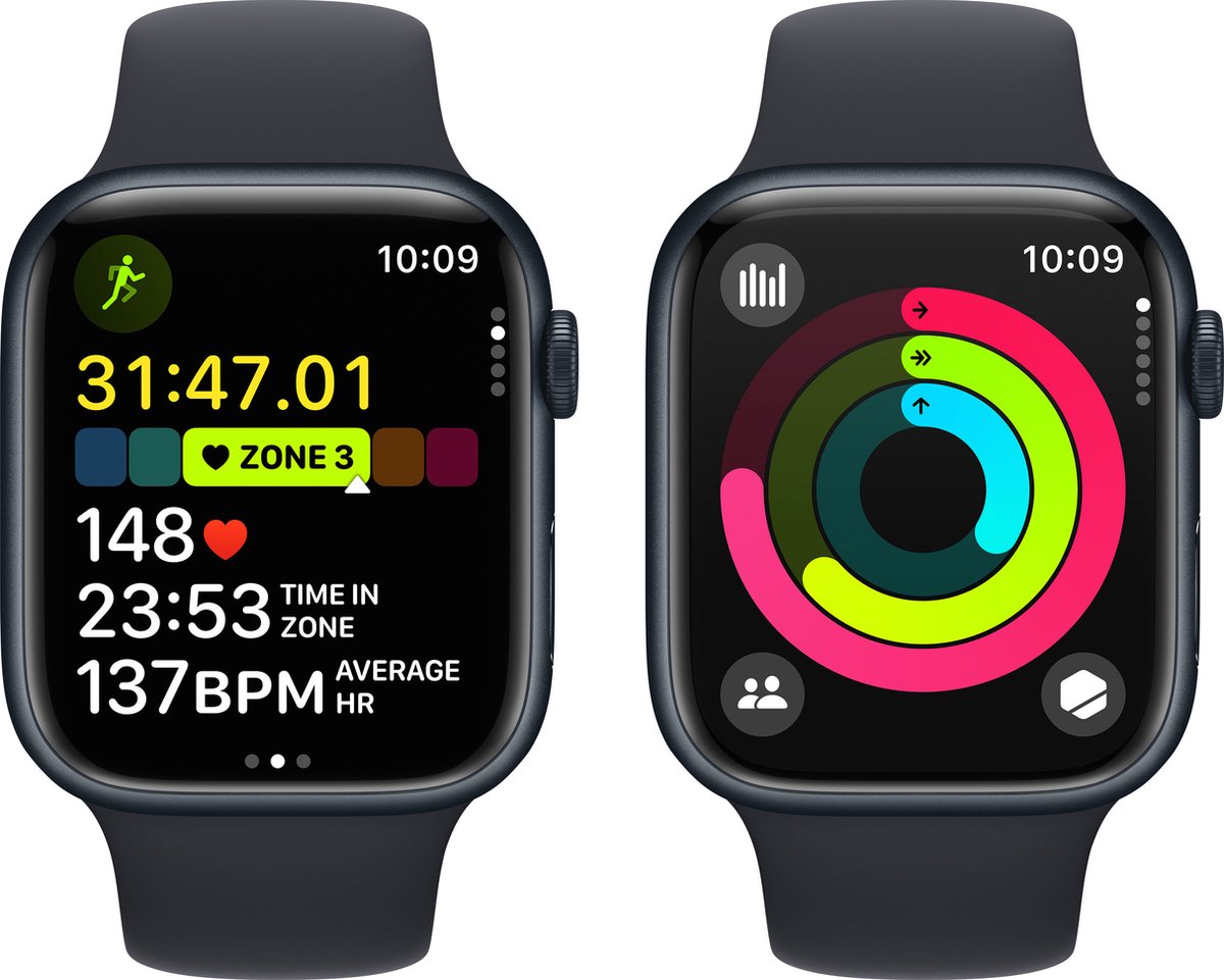 Apple Watch Series 9 - 45mm - Midnight Aluminium Case with Midnight Sport Band - M/L