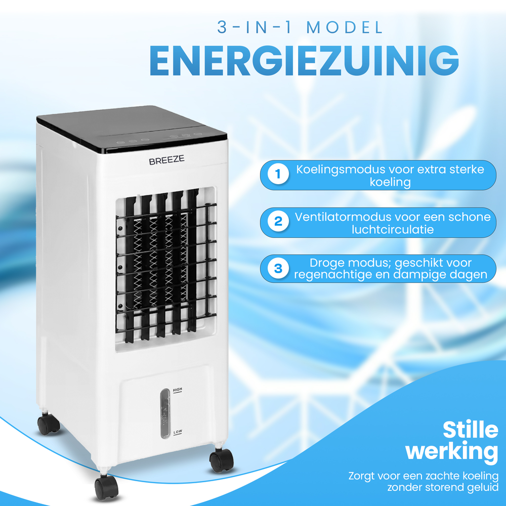 Breeze Aircooler - Fluisterstil - 35 x 30 x 68 cm - Wit