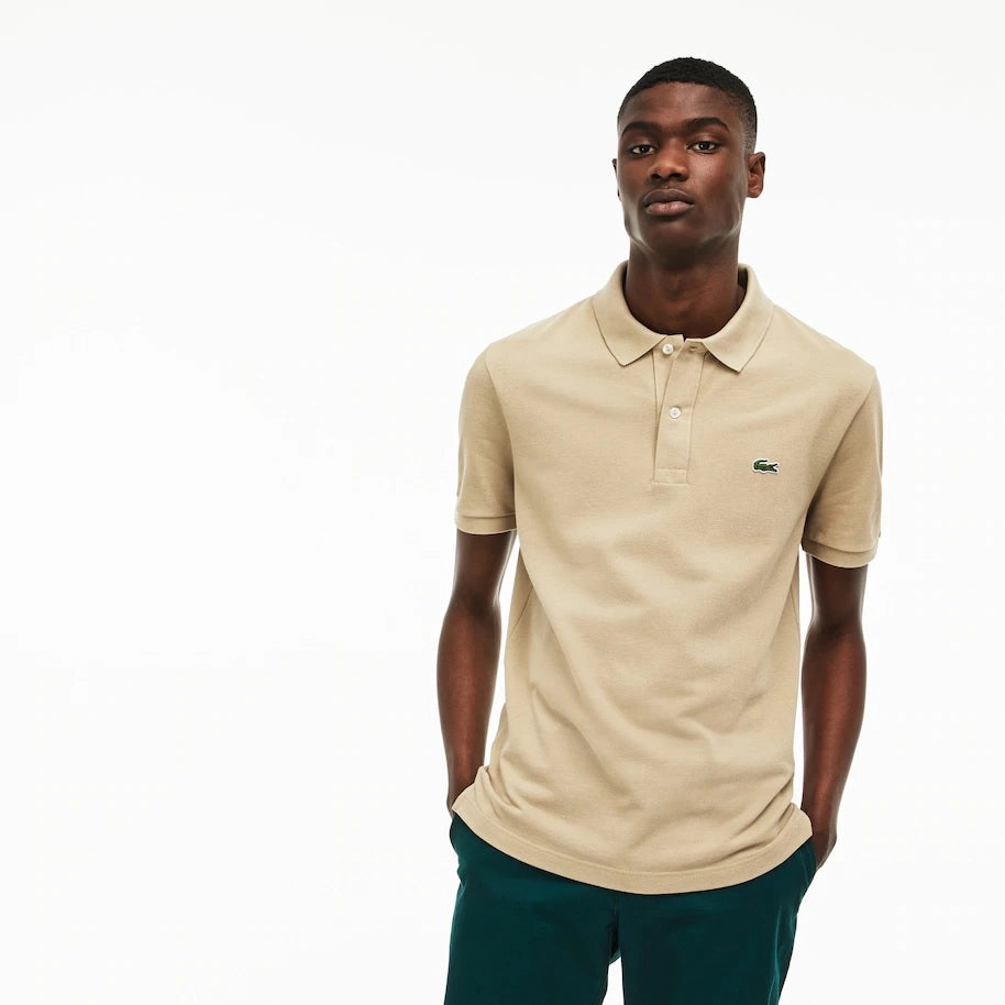 Lacoste Slim Fit Polo Shirt - Korte Mouw - 100% Katoen - Beige - Maat XS