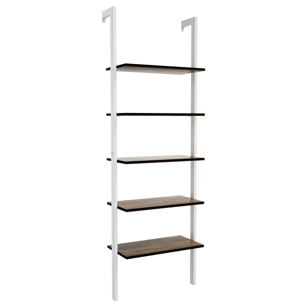 Coast 5-Laagse Ladderplank Boekenkast 61x30x183 cm Wit – Ruimtebesparend Opberg- en Weergave Rek