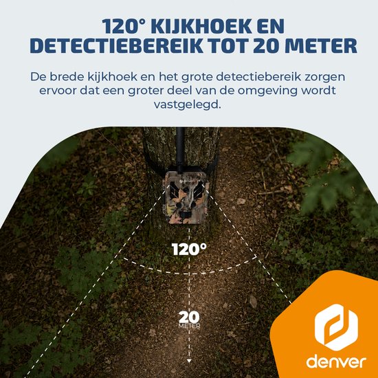 Denver Wildcamera met Nachtzicht en 4G verbinding - Live streaming - 4K Ultra HD video - 48MP - Zonne-energie - TrailCam Go app - WSL8050