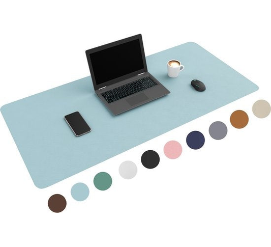 WURK Professionele Bureau Onderlegger Kunstleer - Bureau Organizer - Inclusief Kabel Clip - Baby Blauw - 120x60