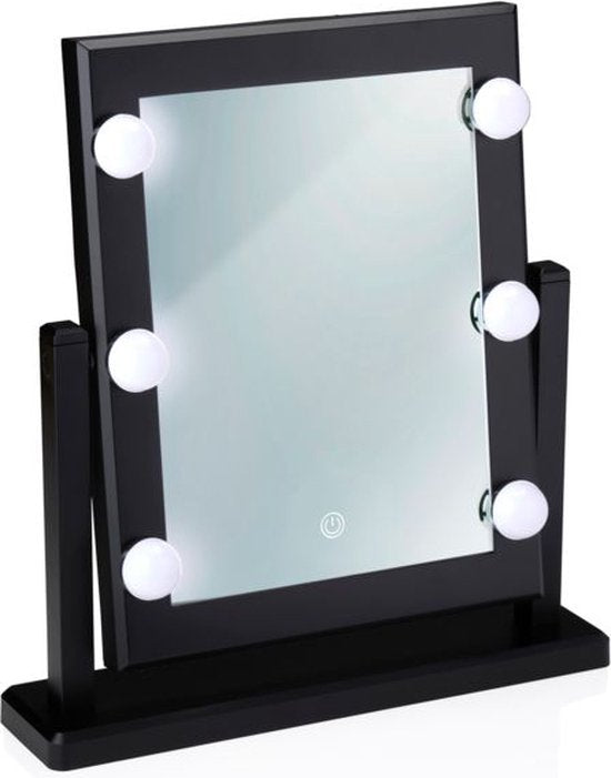 Touch of Beauty Make Up Spiegel - Spiegel met Verlichting - 6 LED Warm of Koud Wit Licht - Spiegel Staand 180 graden Kantelbaar - Make Up Spiegel met LED verlichting - Wit of Zwart Willekeurig