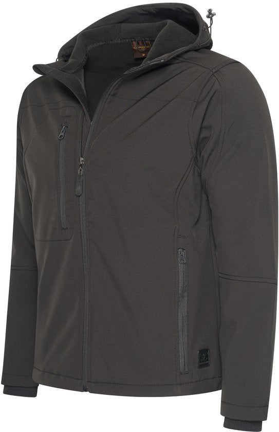 Cappuccino Italia - Heren Outdoorjas Softshell Hooded Jacket - Zwart - Maat S