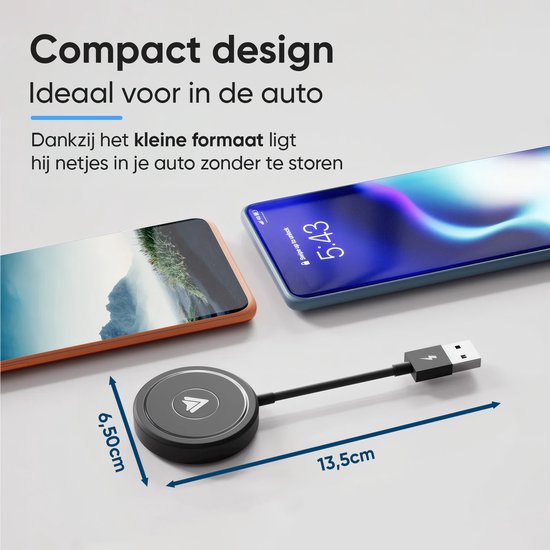 CarMe Luxe Android Auto Dongle - Draadloos Android Auto - USB-A & USB-C - Zwart