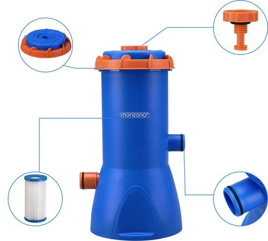 Monzana Zwembad Filterpomp MZP90 - 3800 L/u 90W Incl. Patroon - Blauw