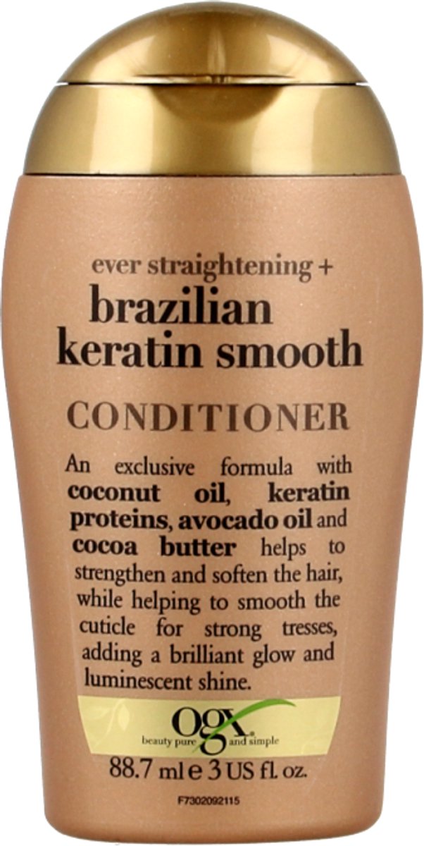 OGX Ever Straight Brazilian Keratin Therapy Conditioner - 88,7 ml - Reisformaat - Met Keratine, Kokos- & Avocado-olie