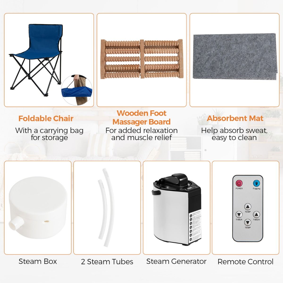 Coast Draagbare Stoomsauna - Thuis sauna voor 1-2 personen - 3 liter stoomgenerator - Grijs 89 x 89 x 149 cm