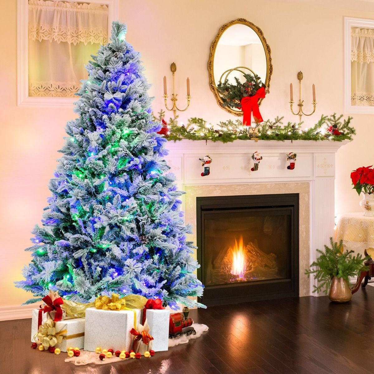 Coast Kunstkerstboom met Sneeuw en Kleurrijke LED-lampjes - 8 verschillende lichtmodi - 180cm