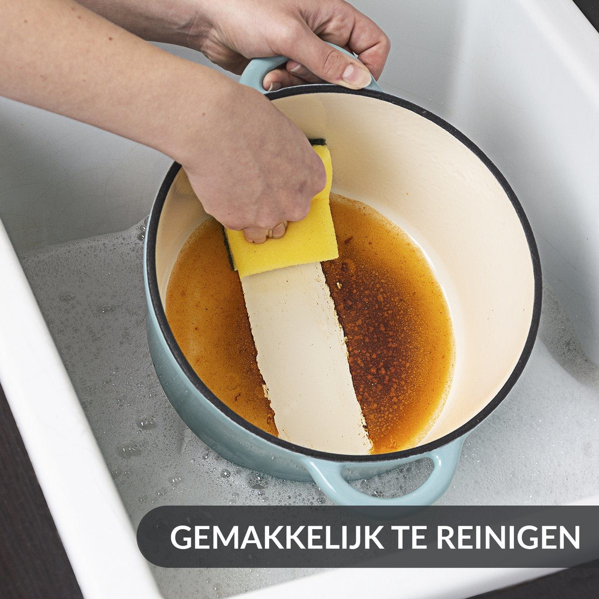 Chefarone Gietijzeren Pan – Braadpan – Inclusief Deksel – Geschikt Voor Alle Warmtebronnen – Geëmailleerd - Blauw