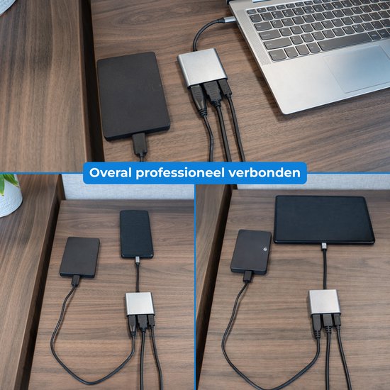 Nuvance USB C naar HDMI Adapter - USB C HDMI - USB Hub - UBS C naar USB A - 4K HDMI Splitter - PD100W Laptop Opladen