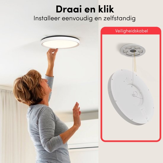 Nolt Plafondlamp Dimbaar - Badkamerverlichting - 24W - ⌀ 30cm - Wit