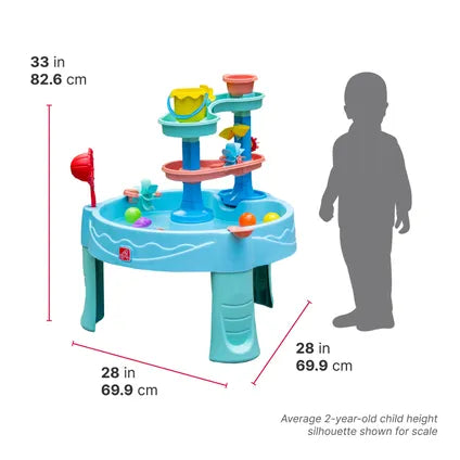 Step2 Double Spin & Showers watertafel - 22-delige accessoireset - Blauw - 71 x 71 x 82,5 cm
