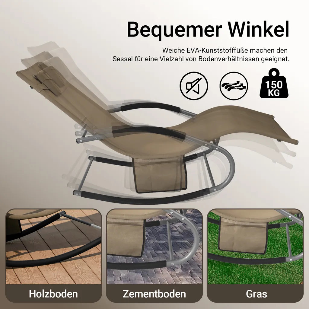 SoBuy Comfortabele Swingstoel - Bruin - Metalen Frame