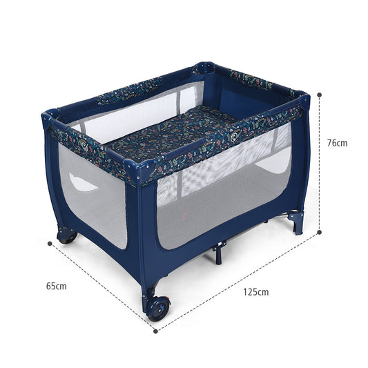 Coast 2 in 1 reisbed en playpen opvouwbare kinderbed 125 x 65 x 76 cm blauw