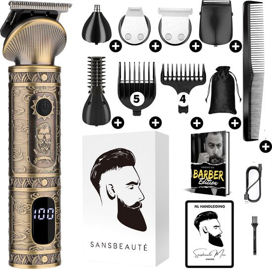 6-in-1 Baardtrimmer Mannen - Incl. 6 opzetstukken - Sansbeauté® - Tondeuse - 0.5-15MM