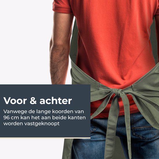 Keukenschort - Water- en vuilafstotend - Professioneel Kookschort - Schort voor Dames en Heren - Horeca Sloof - Unisex - Verstelbare Gesp - Extra Grote Vakken - Groen