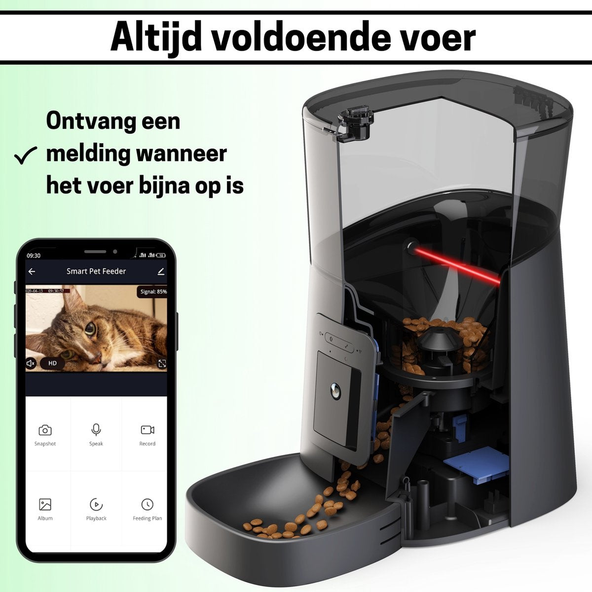 BOME - Automatische Voerbak voor katten en honden op afstand - Camera en Audio incl. SD-Kaart - Zwart