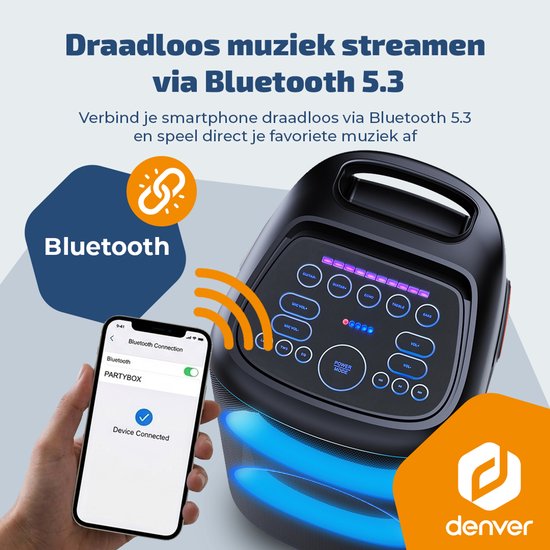Denver Bluetooth Speaker Party Box - Discolichten - Partybox - Incl Microfoon - Luidspreker - BPS470