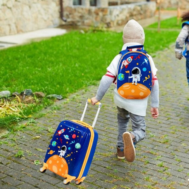 Coast Kinderkofferset 2-delig Kindertrolley + Rugzak Astronaut Blauw