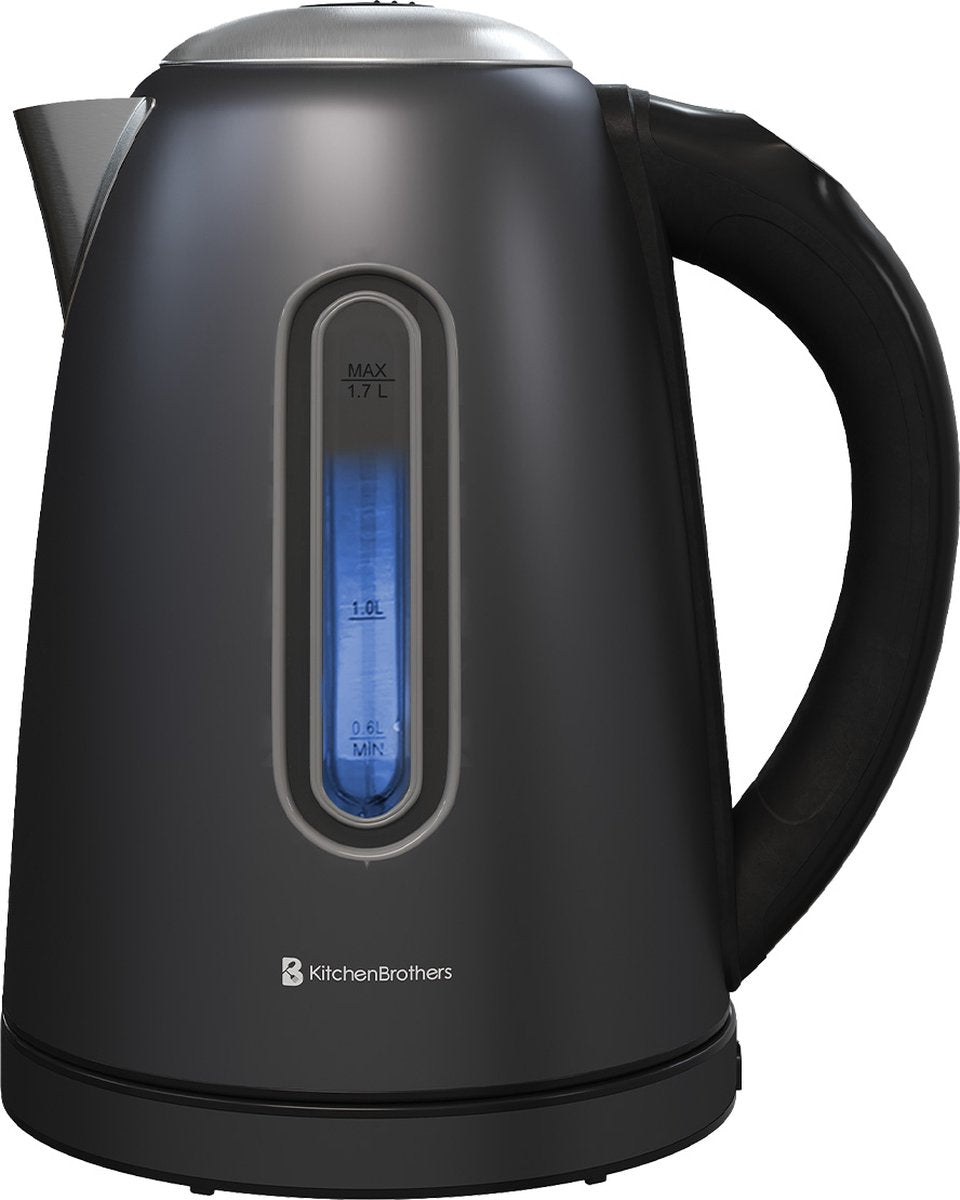 KitchenBrothers Waterkoker - Met Temperatuurregeling - Elektrisch - Met Kalkfilter - 1,7L - Zwart/RVS