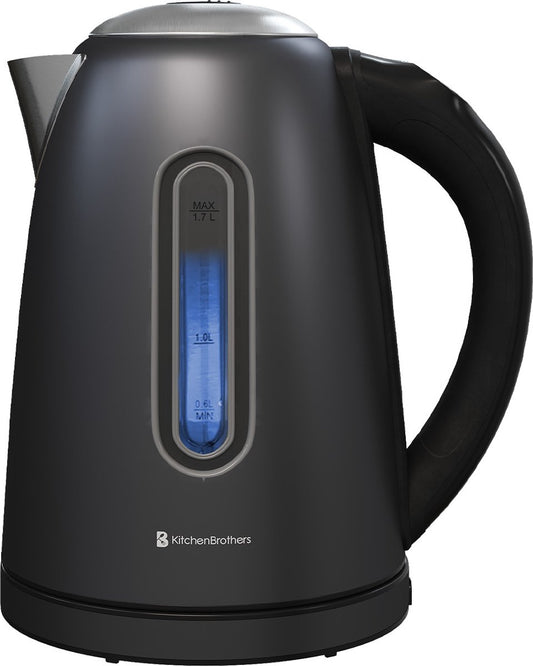 KitchenBrothers Waterkoker - Met Temperatuurregeling - Elektrisch - Met Kalkfilter - 1,7L - Zwart/RVS