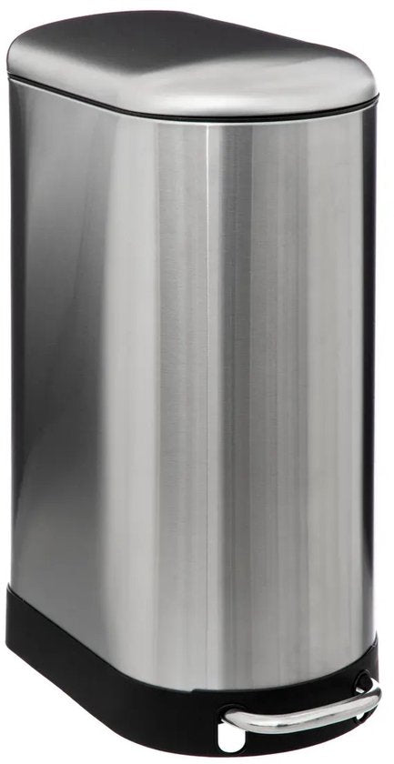 5Five Prullenbak/pedaalemmer Ariane - zilver - rvs metaal - 30 liter - 42 x 25 x 62 cm - keuken