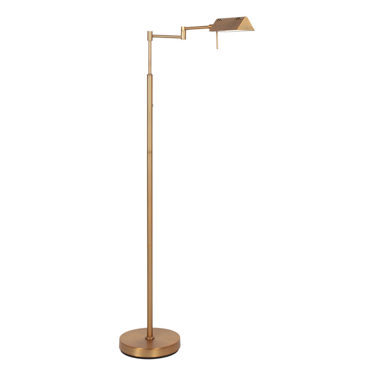 Vloerlamp GlowGo 4603BR - Bronzen klassieke vloerlamp van Mexlite met geïntegreerde accu, verstelbare arm en dimmer, hoogte 125 cm