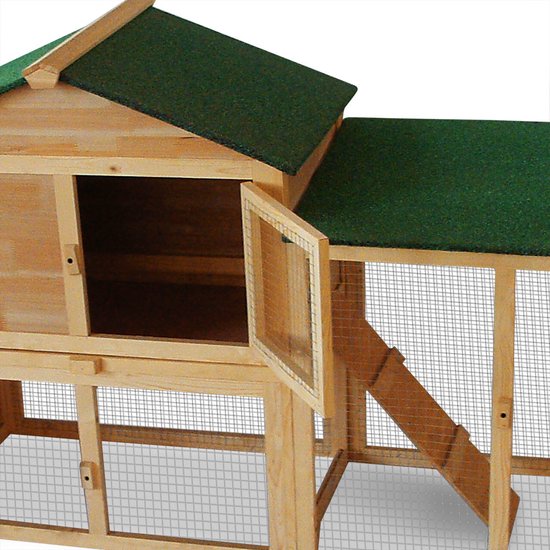 Cadoca Konijnenhok - met ren Kleindierenren 204×45×84 cm - 2 Verdiepingen