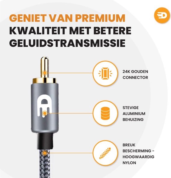 Drivv. Premium Tulp Stereo Audio Kabel - 2RCA naar 2RCA - Tulp Kabel - 5m