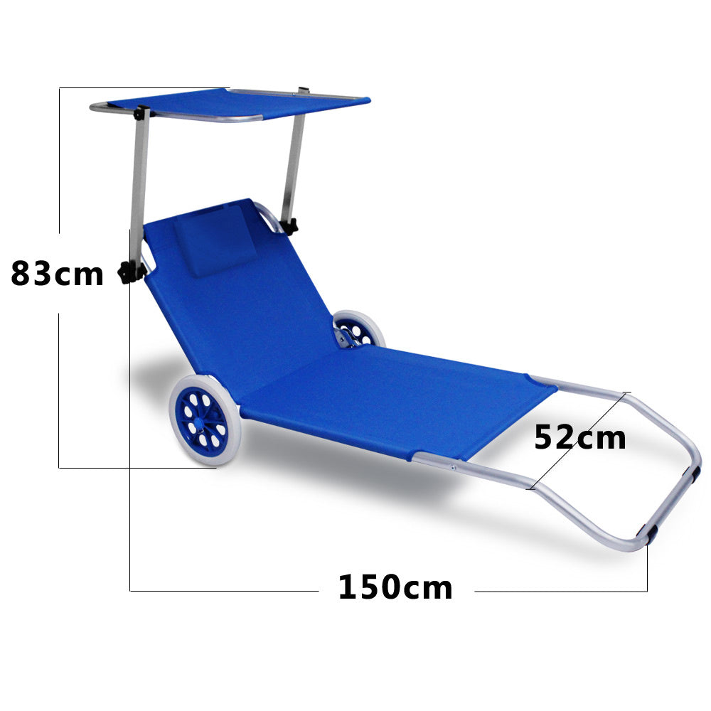 Casaria Ligstoel Kreta Aluminium op Wielen UV-bestendig Blauw