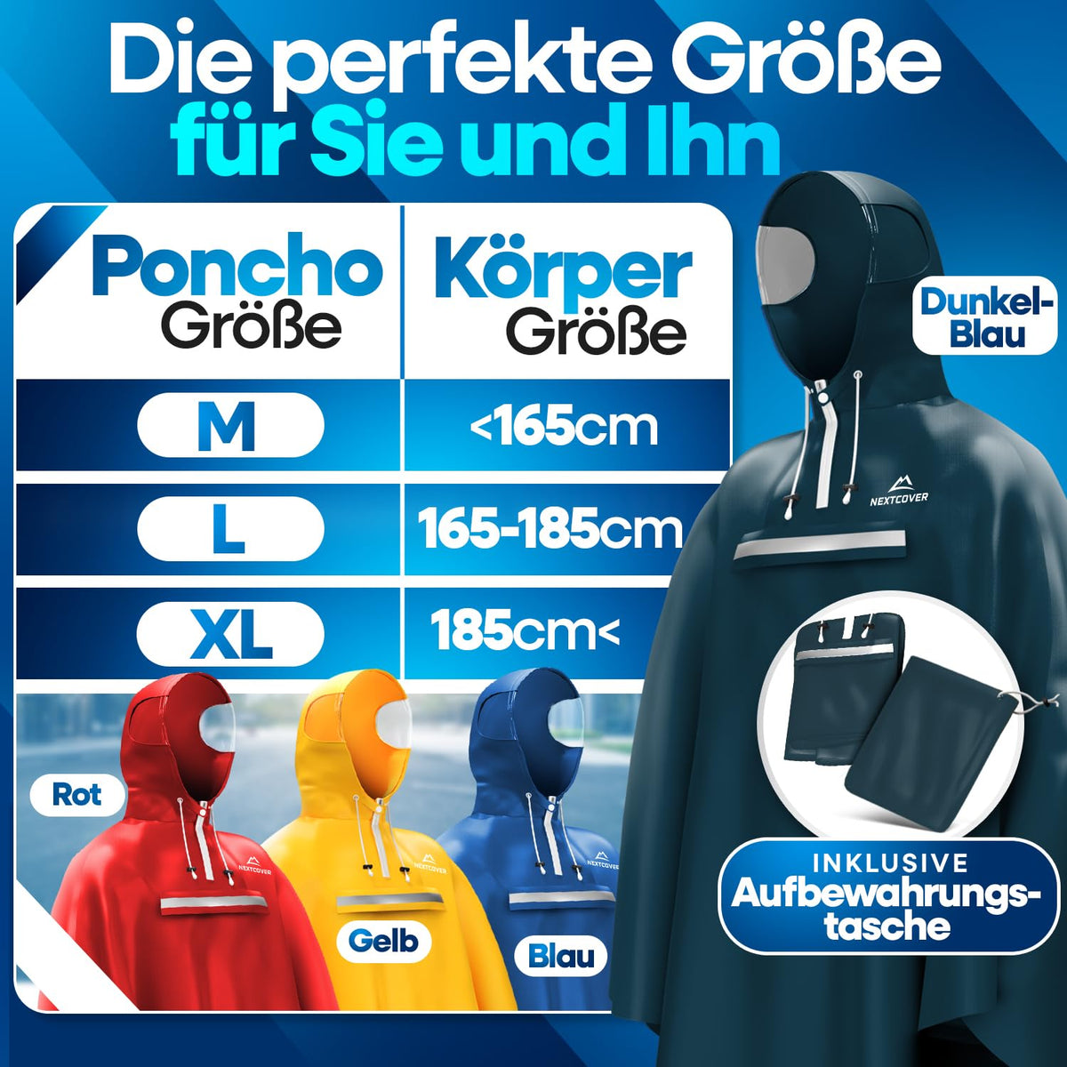 Nextcover Regenponcho AquaShield 2.0 - waterdicht - unisex - voor fietsen en wandelen