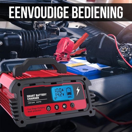 Strex Industriele Acculader - 12/24V 5/10/25A - voor Auto / Motor / Scooter / Boot / Camper - Reparatiemodus - Druppellader