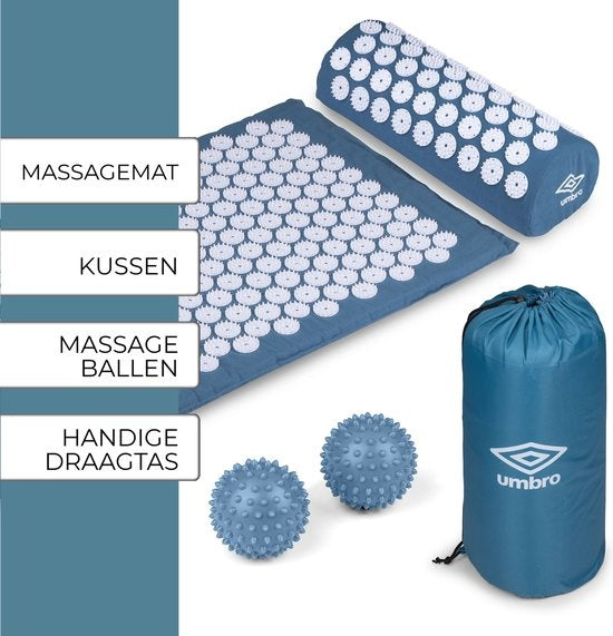 Umbro Spijkermat - Acupressuur Mat - Shakti Mat - Massage Mat - 42x71cm - Blauw