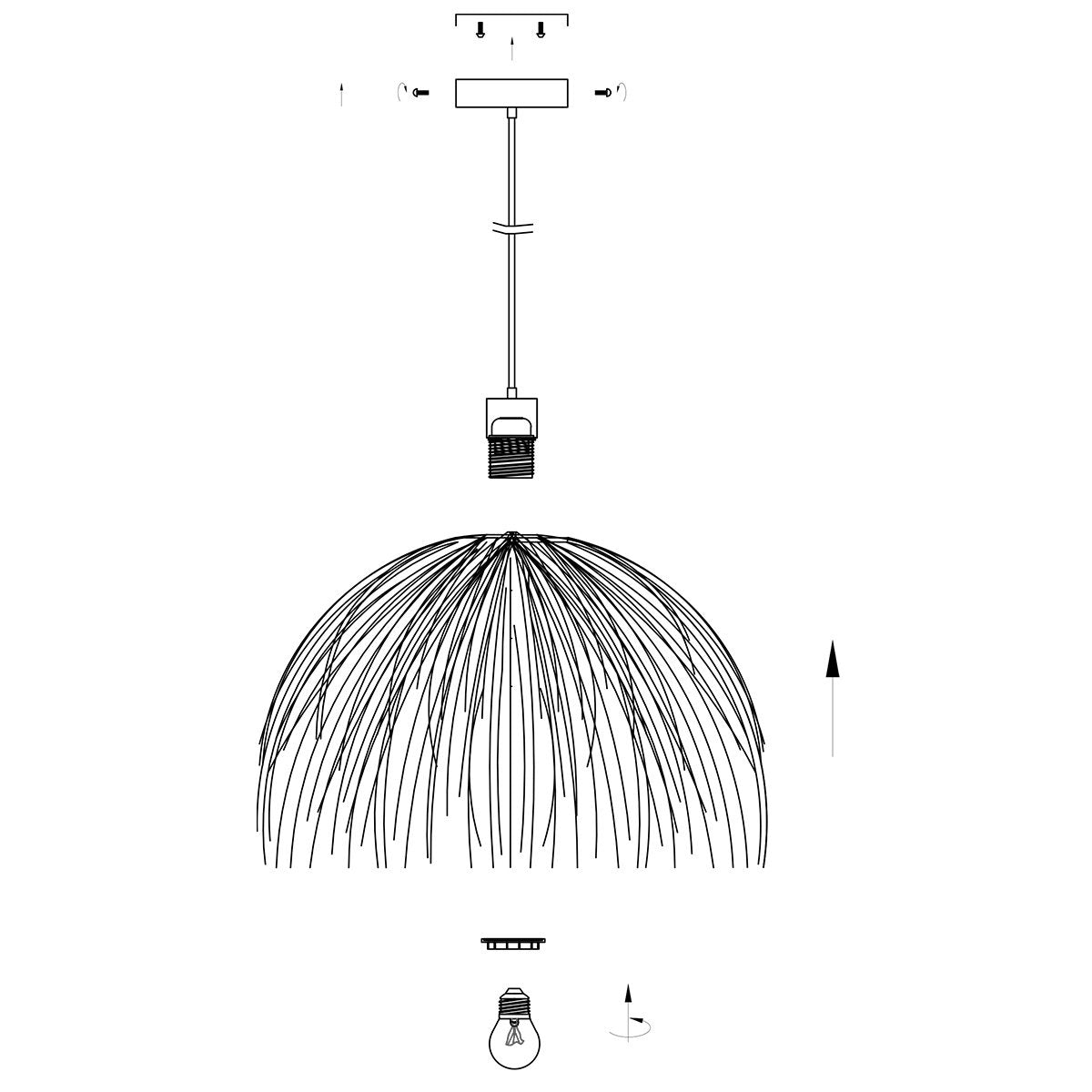 Anne Lighting - hanglamp - Grass - naturel - gras - Ø 53cm - E27 - 3819BE