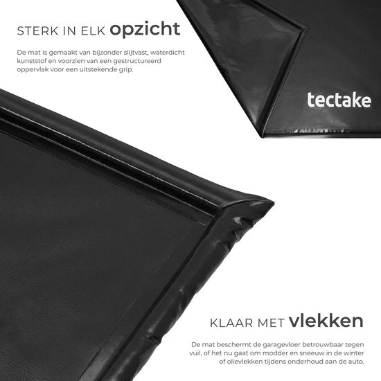 tectake® Garagemat - Vloermat - 550 x 240 cm - Antislip en Waterdicht - Inclusief Uitschuifbare Trekker, Klittenbandpads en Alcoholdoekjes - Milieumat - Werkplaatsmat - Voor Garage, Motor en Auto