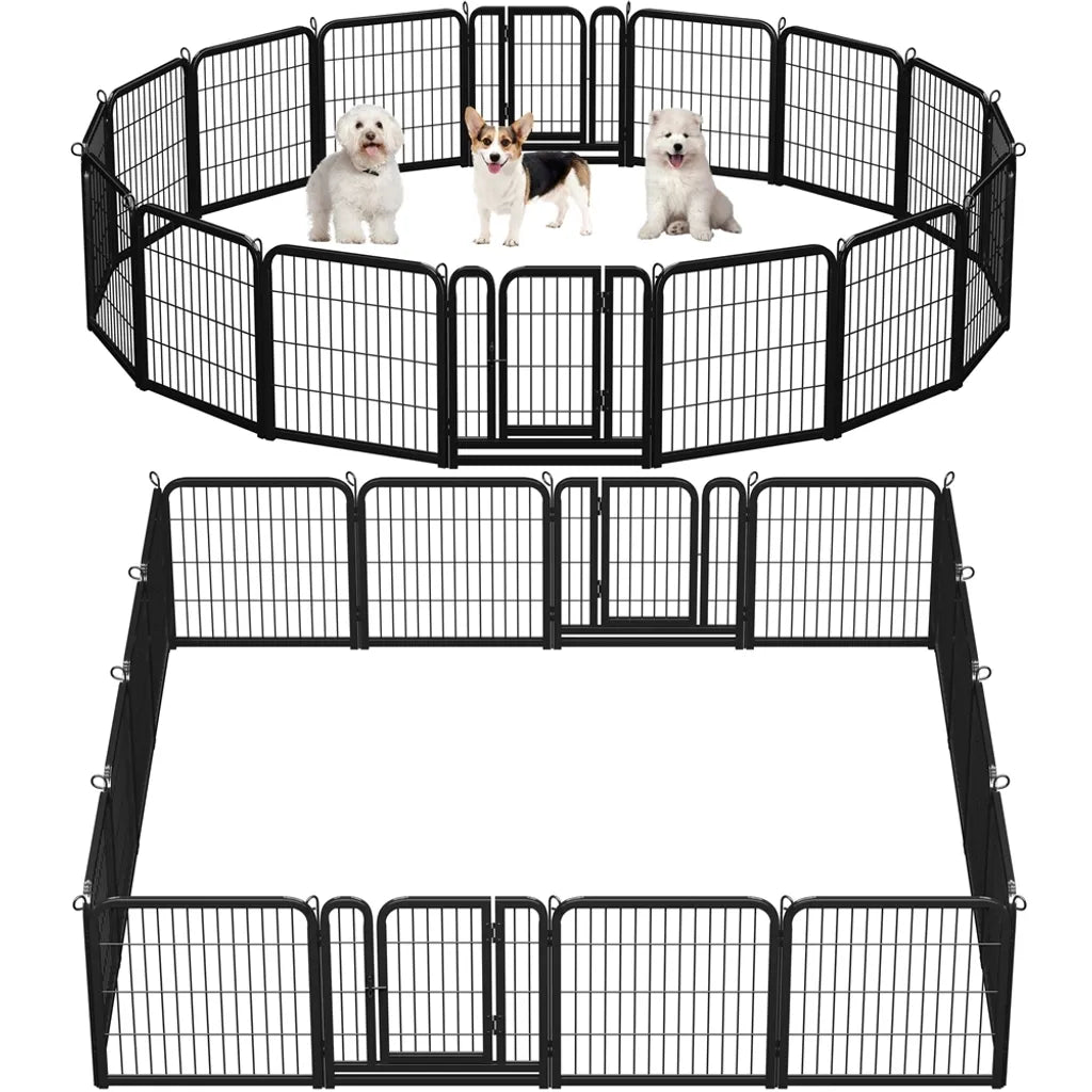 Yaheetech Puppyren - 16-delig - Opvouwbaar - 60,5 cm Hoog - Automatische Vergrendeling - Zwart