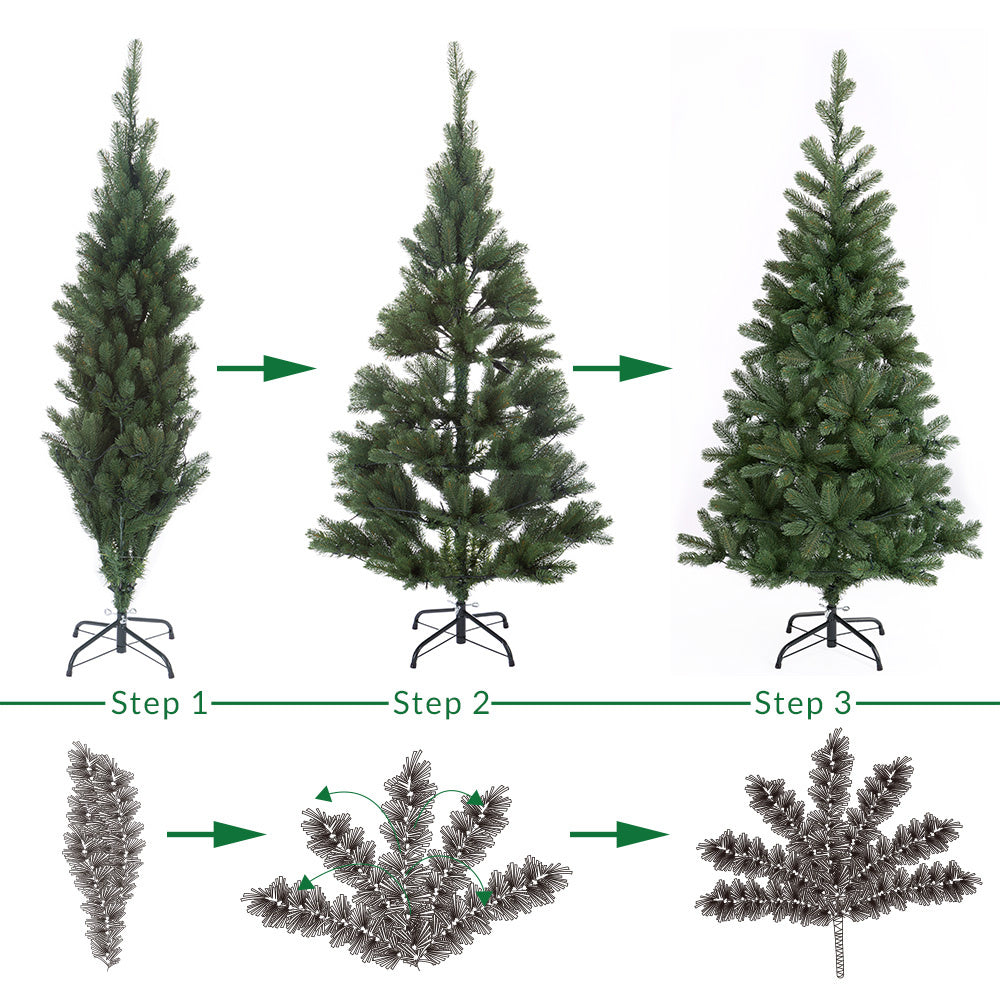 Casaria Kunstkerstboom – 140cm Kerstverlichting 100 LEDS - Groen