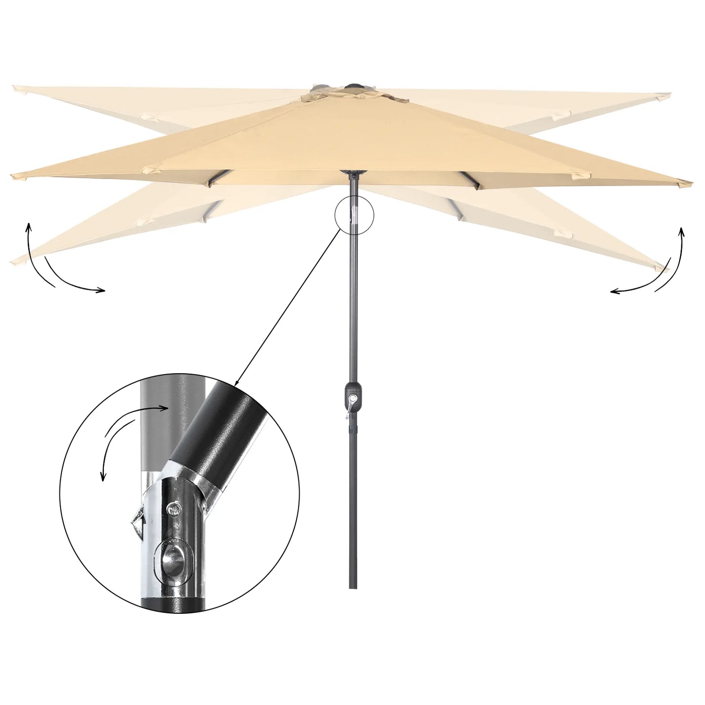 Angel Living 300cm Zweefparasol Rechthoekig - Parasol met Kruisvoet en Draaibare Arm - Rood