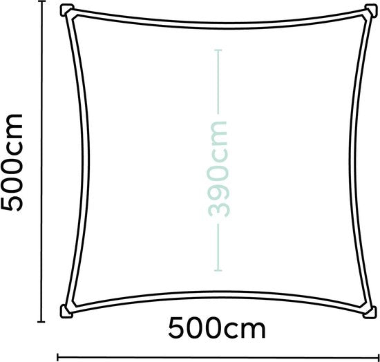Platinum Sun & Shade - Coolfit - Schaduwdoek – Vierkant - 500x500cm – Zwart – 5 jaar garantie - 95% UV protectie – Sterk geweven 285 g/m² - Hoge kleurechtheid