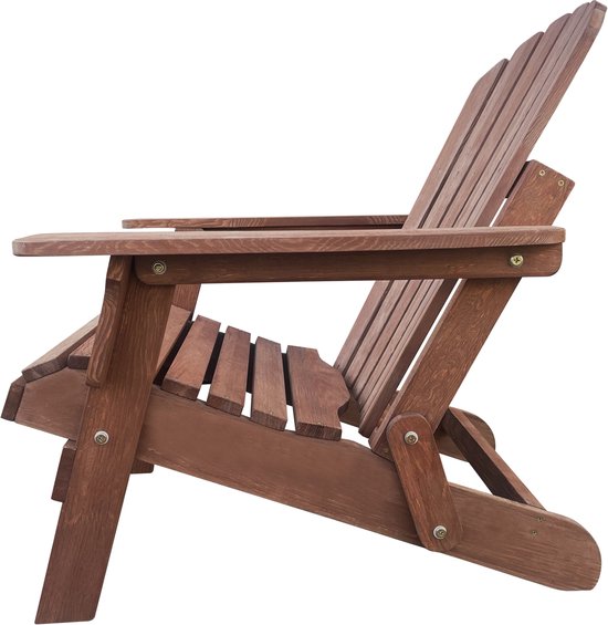 AXI Rosalie Adirondack Stoel Coffee – Houten loungestoel met armleuningen – Opklapbaar - Hoge rugleuning - Tuinstoel – 75,5 x 86,5 x 85 cm – FSC 100% Hemlockhout